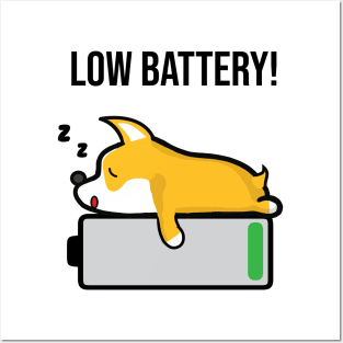 Pembroke Welsh Corgi Sleeping Low Battery Posters and Art